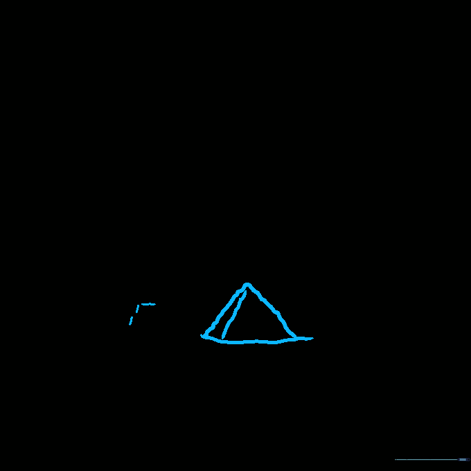 Sketch of a large third pyramid with a wavy base line to suggest desert terrain.