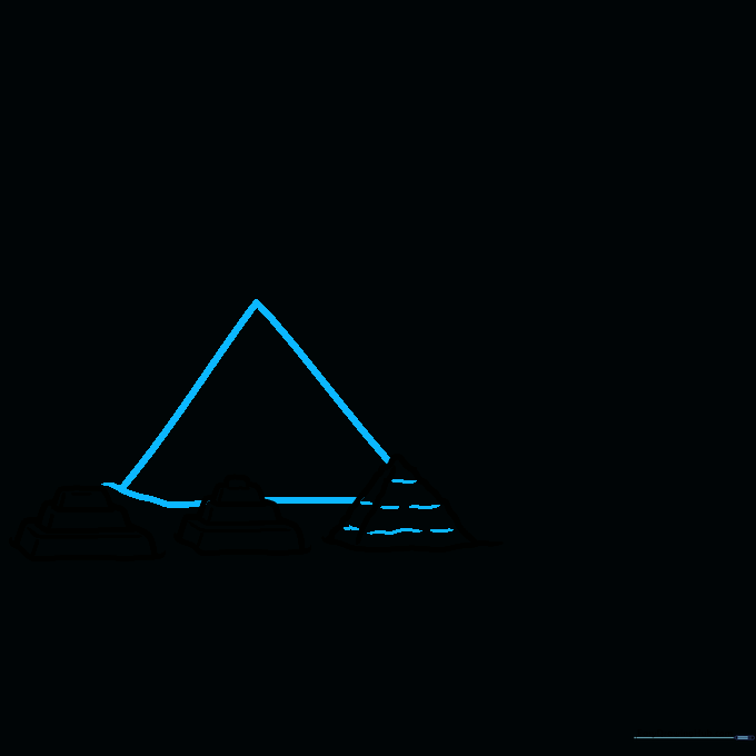 Drawing showing a large, simple triangle shape in the background to add depth.