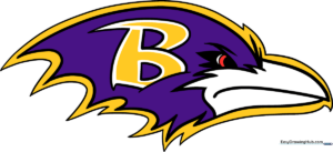 A vibrant, finished drawing of the Baltimore Ravens logo on a clean background.