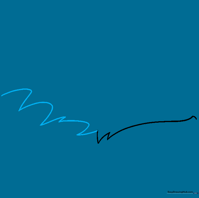 Drawing the neck feathers using sharp, angular lines extending from the base.