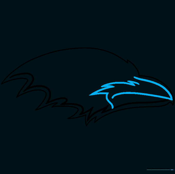 Refining the upper beak and adding more jagged feather textures.