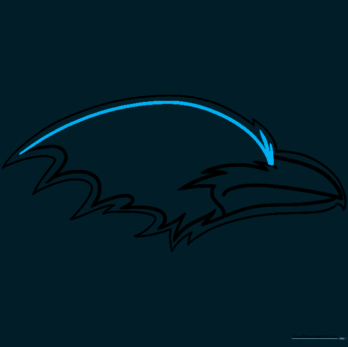 Drawing the long, sweeping curve that connects the beak to the back of the head.