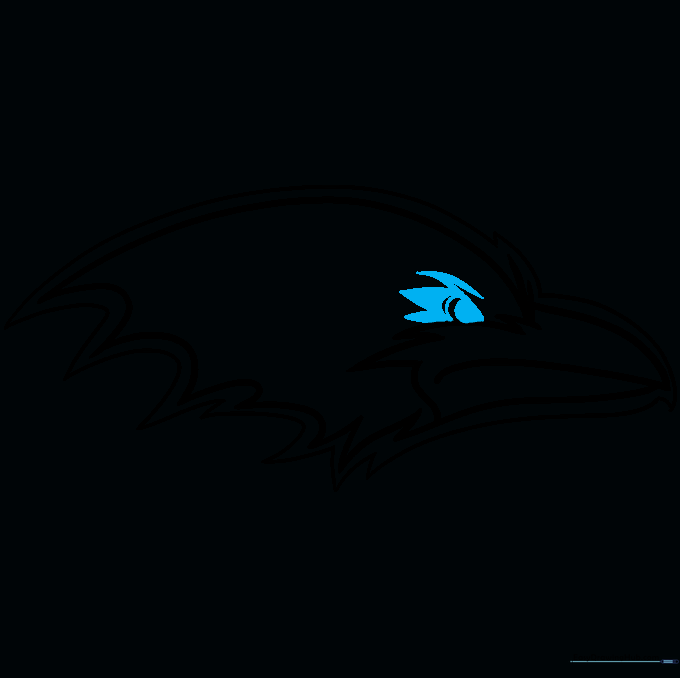 Adding the intense, triangular eye and shading the pupil.