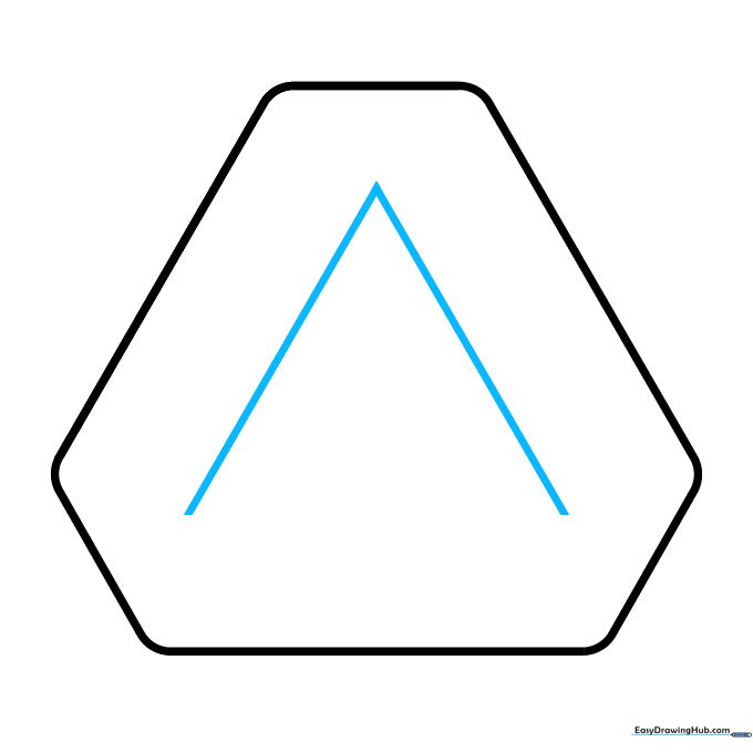 Adding internal diagonal lines to create the arrow point in the center.