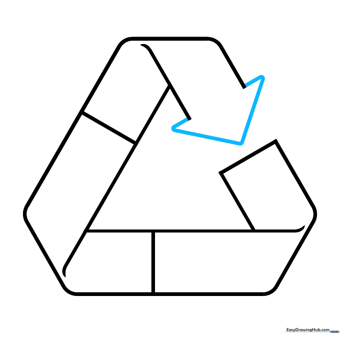 Erasing overlapping lines to create the appearance of one arrow passing behind another.