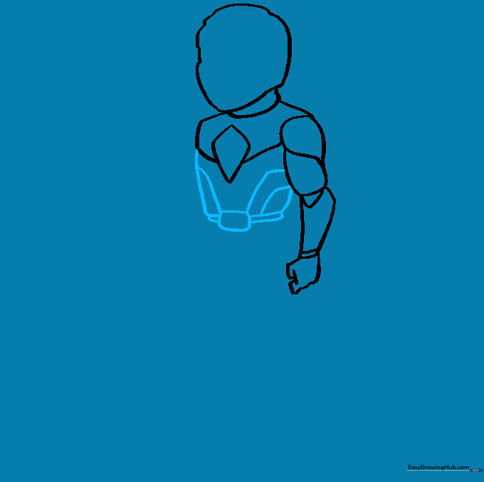 Adding the torso and belt details to the Red Ranger's suit.