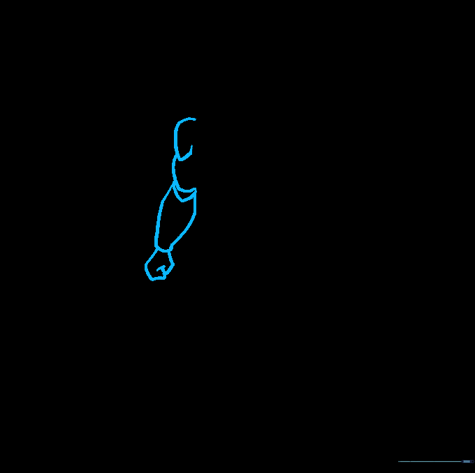 Drawing the second arm to match the first, completing the upper body silhouette.