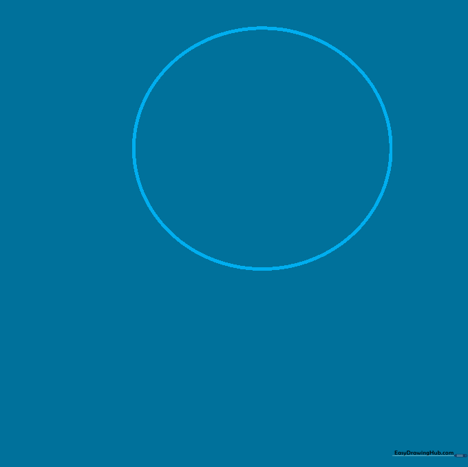 A light pencil sketch of a circle used as a guide for the mask face.