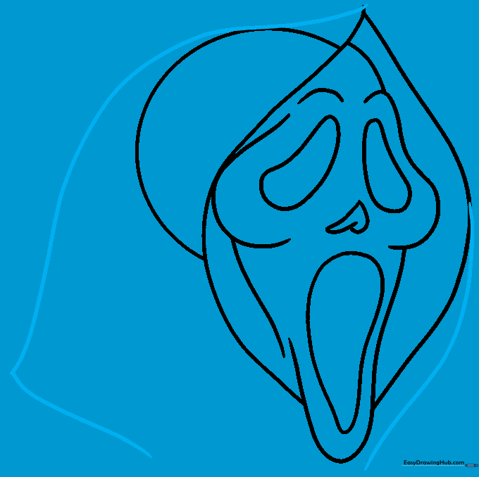 The full outline of the hood added around the mask face.