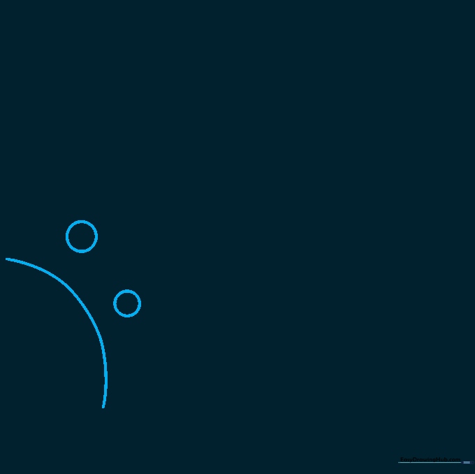 Sketching the Sun as a large corner arc with Mercury and Venus as small circles.