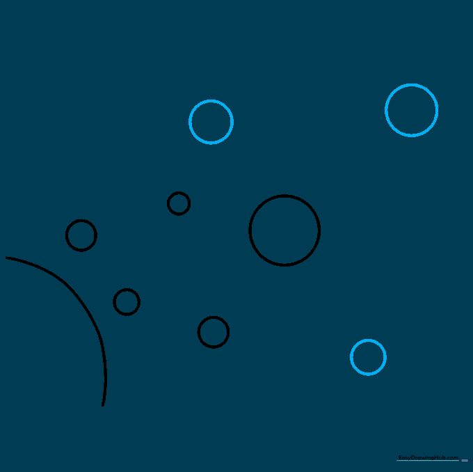 Drawing the outer planets Saturn, Uranus, and Neptune in a line.