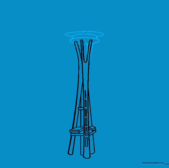 Sketching the observation deck and top spire shapes.