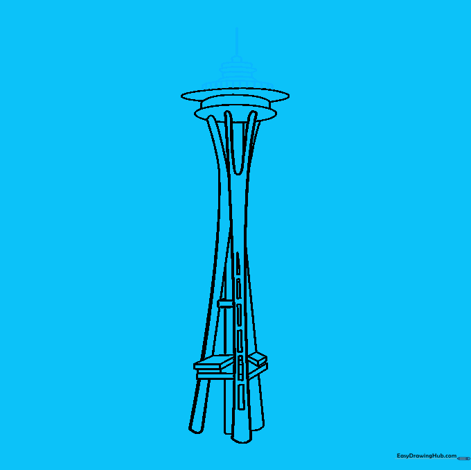 Adding the final antenna and spire details to the top of the tower.