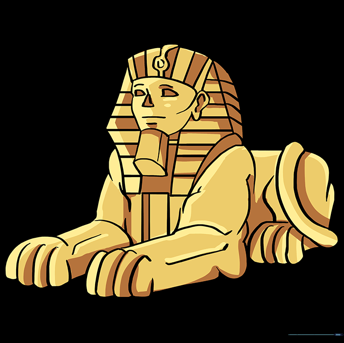 The finished Sphinx drawing colored with sandy and brown tones.