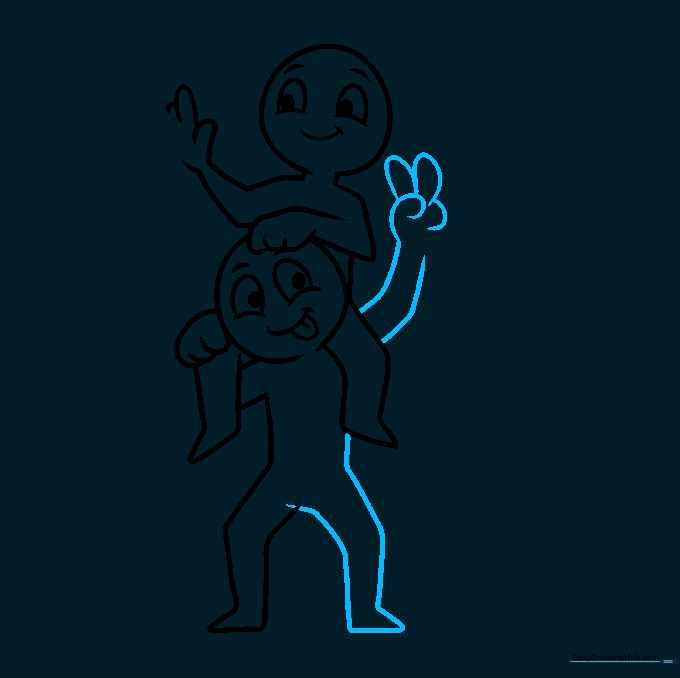 Adding a hand gesture to the second character.