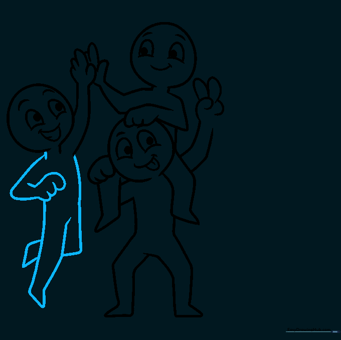 Finalizing the body parts of the third character.