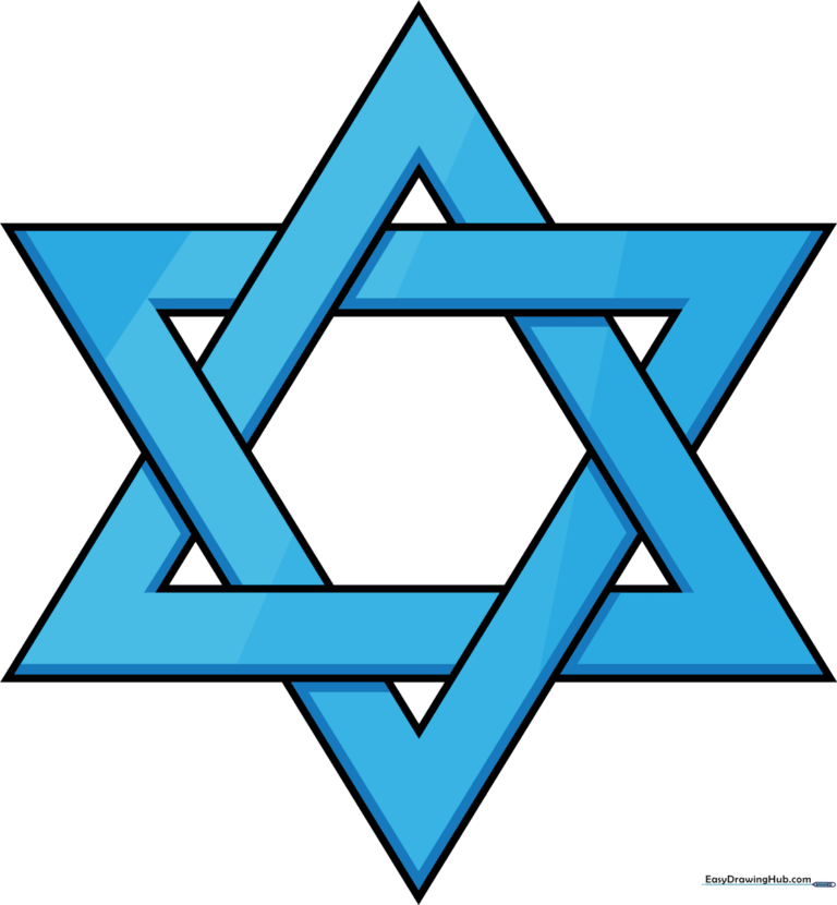 A finished, hand-drawn Star of David centered on a clean background.