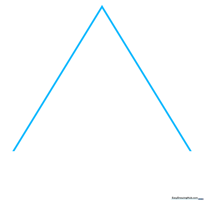 Two diagonal lines forming the top apex of a triangle on white paper.