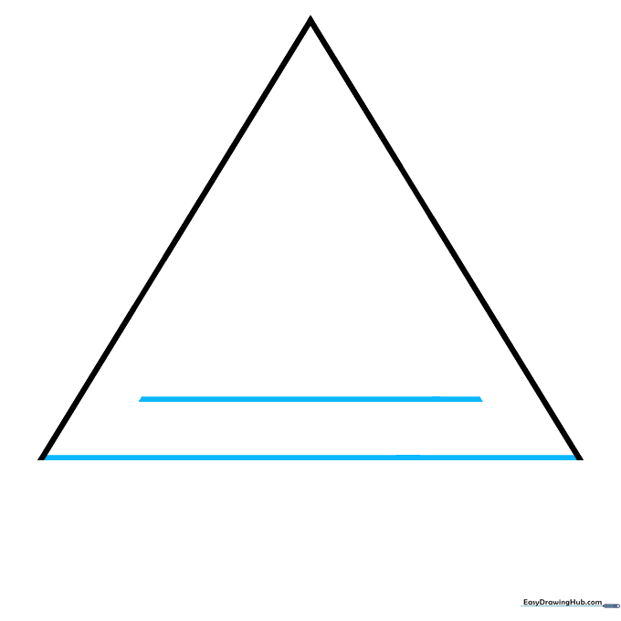 A completed triangle base with a secondary parallel line drawn beneath it.