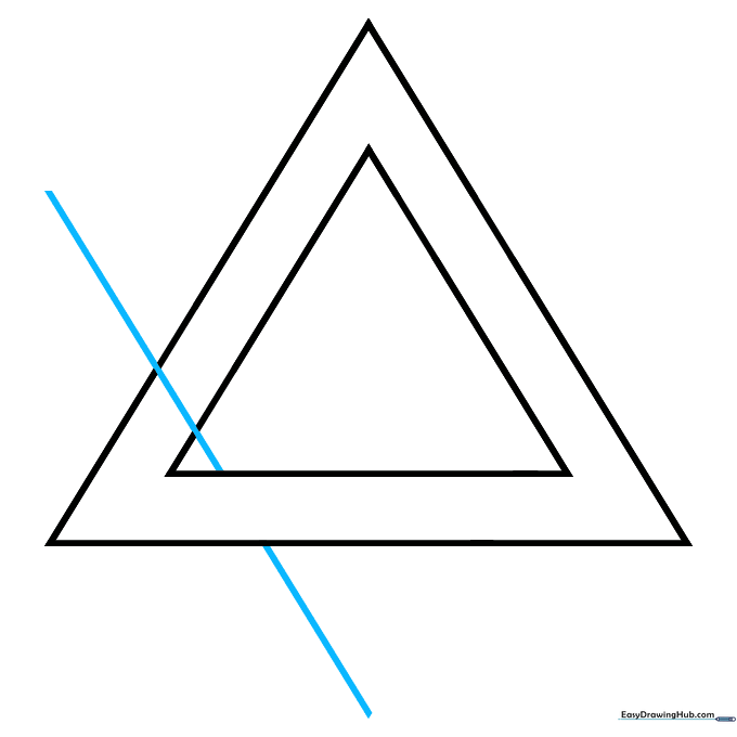 A diagonal line intersecting the existing triangle structure.