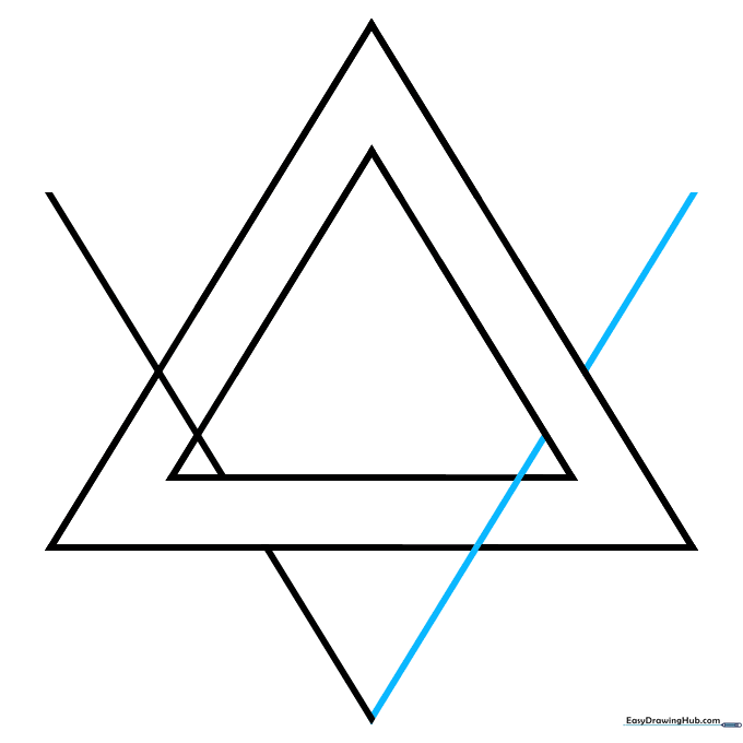 Second diagonal line added to form the lower point of the star.