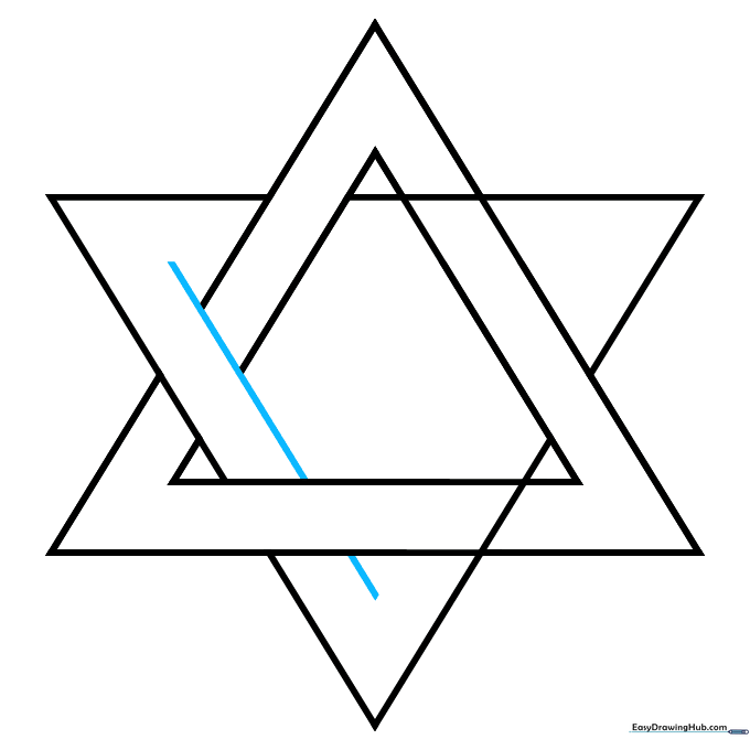 Erasing internal lines to show the overlapping effect of the triangles.