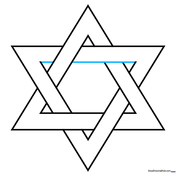The final completed Star of David drawing with clean, bold lines.