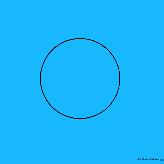The circle with several tall, thin triangles drawn along the top edge.
