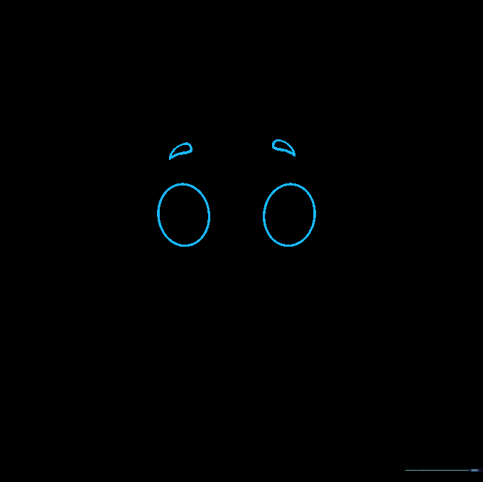 Sun face features added with two ovals for eyes and two curved lines for eyebrows.
