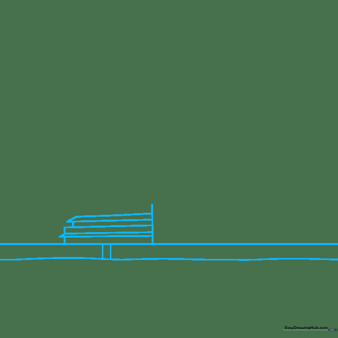 Sketching the harbor base and horizon line for the Sydney Opera House drawing.