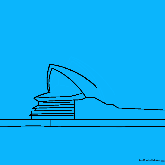 Adding interior detail and parallel lines to the roof sails.