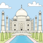 Finished, colorful illustration of the Taj Mahal, perfect for kids' art projects.