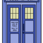A vibrant, finished drawing of the TARDIS, ready for time travel.