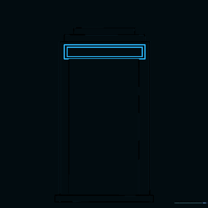 Adding the rectangular sign box above the TARDIS doors.