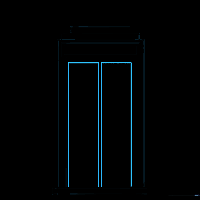 Splitting the door area into two panels with a vertical line.