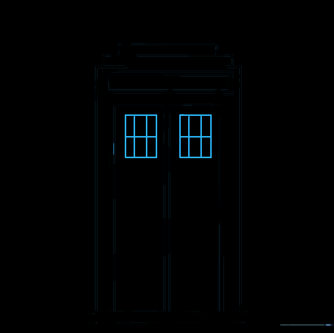 Drawing the window panes at the top of the TARDIS doors.