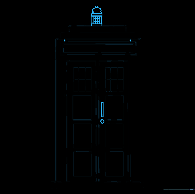 Adding the door handle, lock, and the lantern light on top of the TARDIS.