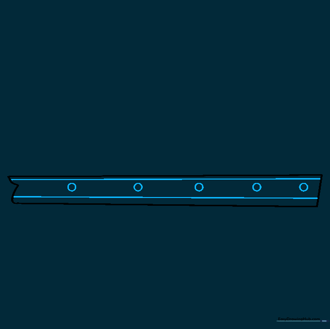 Horizontal guide lines added to the hull with small circles representing portholes.