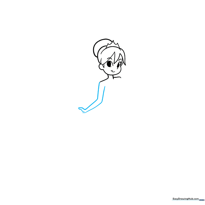 Sketching the fairy's arm and thumb position.