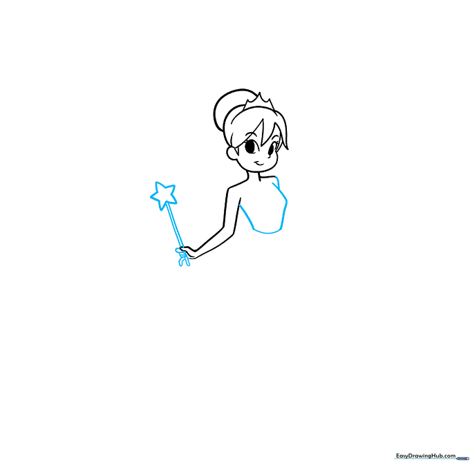Adding a star-tipped magic wand to the fairy's hand.