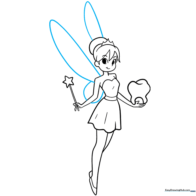 Adding large, delicate wings to the back of the fairy.