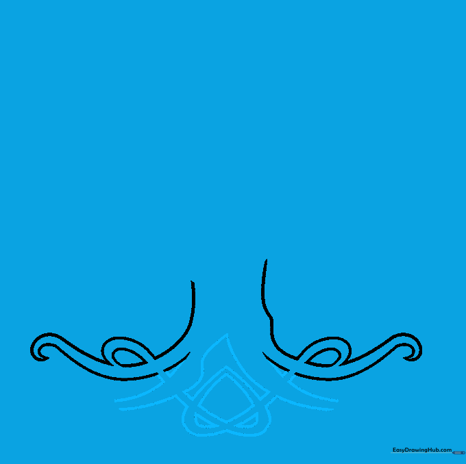 Drawing showing the addition of knot-like patterns within the root system.
