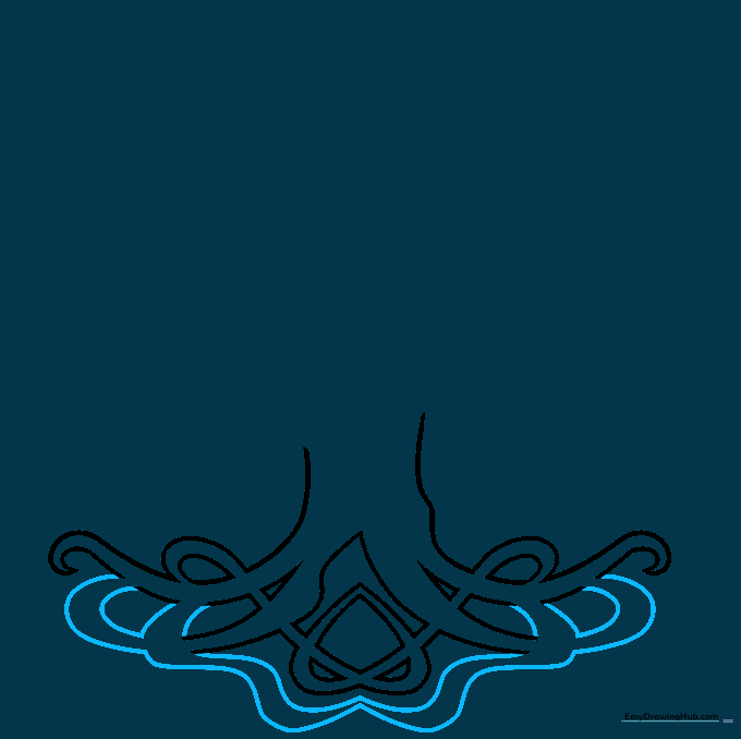 The completed root base with clean, connected lines.