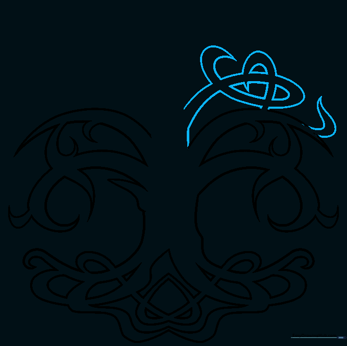 Detailed view of branches intersecting to form a knot pattern.