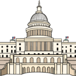 A finished, colored illustration of the U.S. Capitol building.