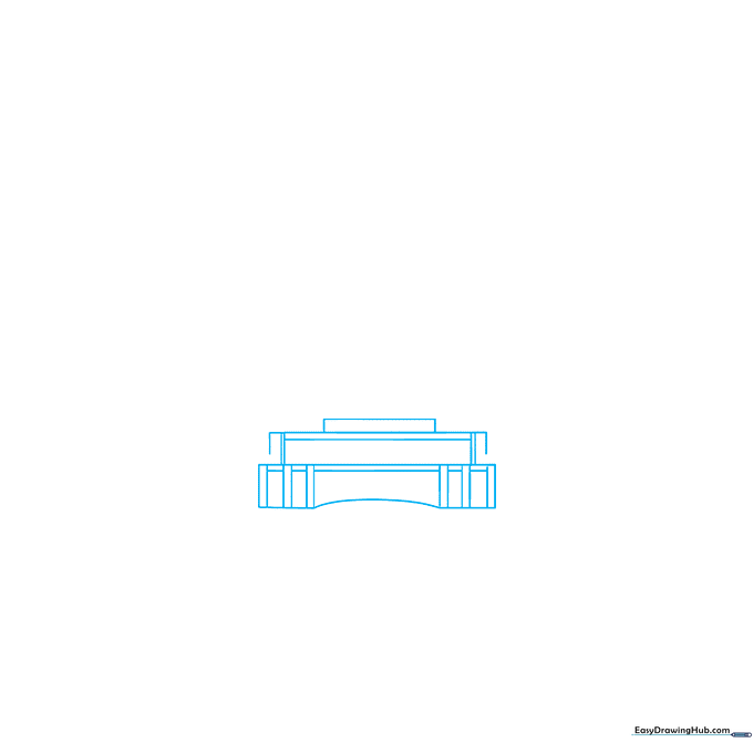 Pencil sketch showing the rectangular base levels of the U.S. Capitol building.