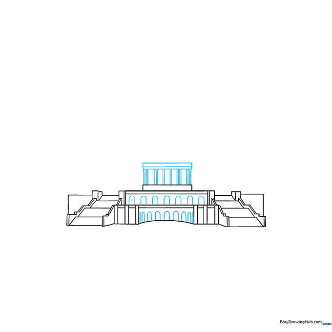 Adding U-shaped arches to the base of the Capitol building drawing.