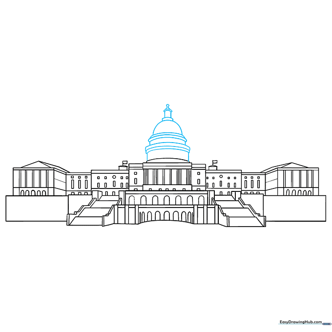 Drawing the central dome of the Capitol building.