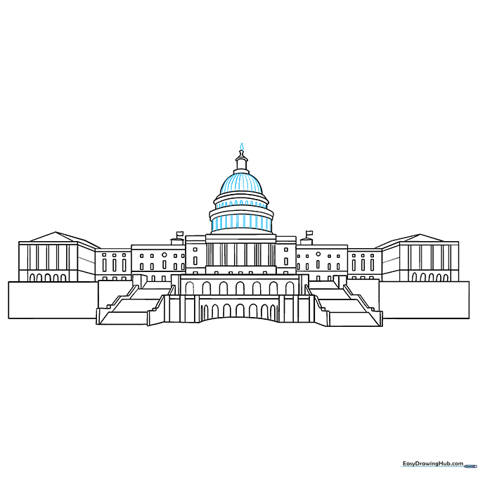 Adding final decorative details to the dome of the Capitol building.
