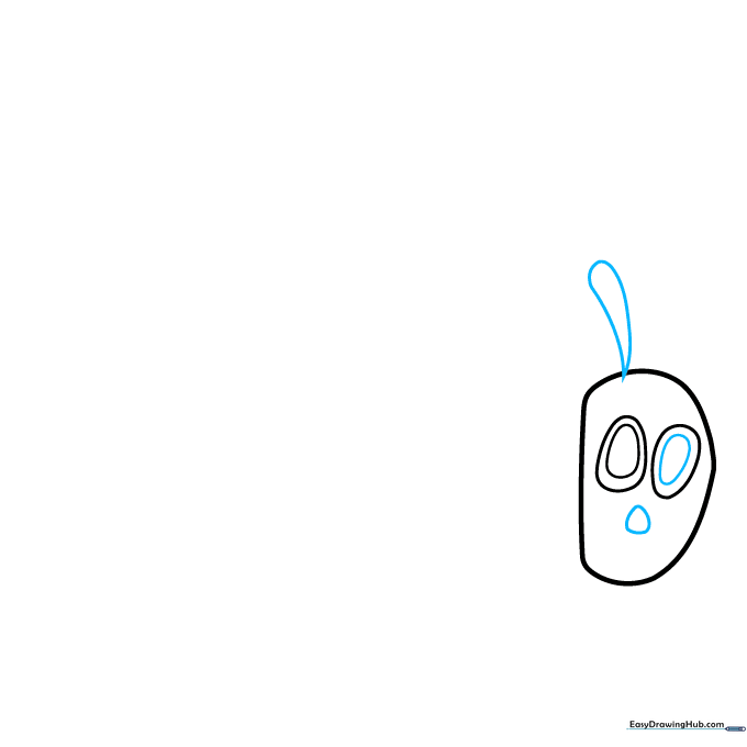 Drawing the caterpillar's nose and two antennae on top of the head.
